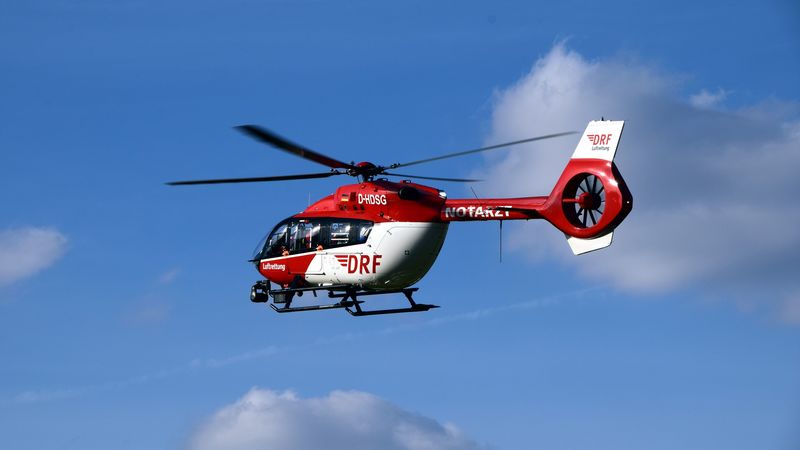 helicopter, ambulance, sky, flight, 4k