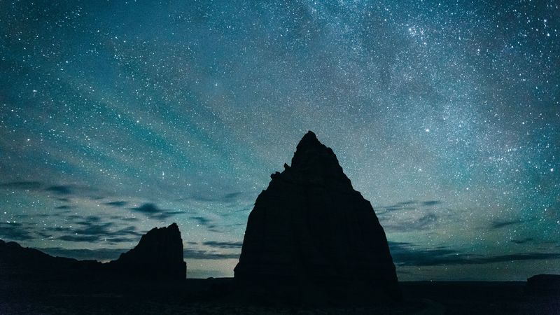 starry sky, hills, night, 4k