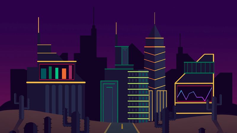 city, road, cactus, 4k