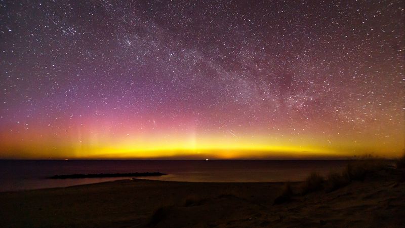 northern lights, milky way, starry sky, aurora, denmark, 4k