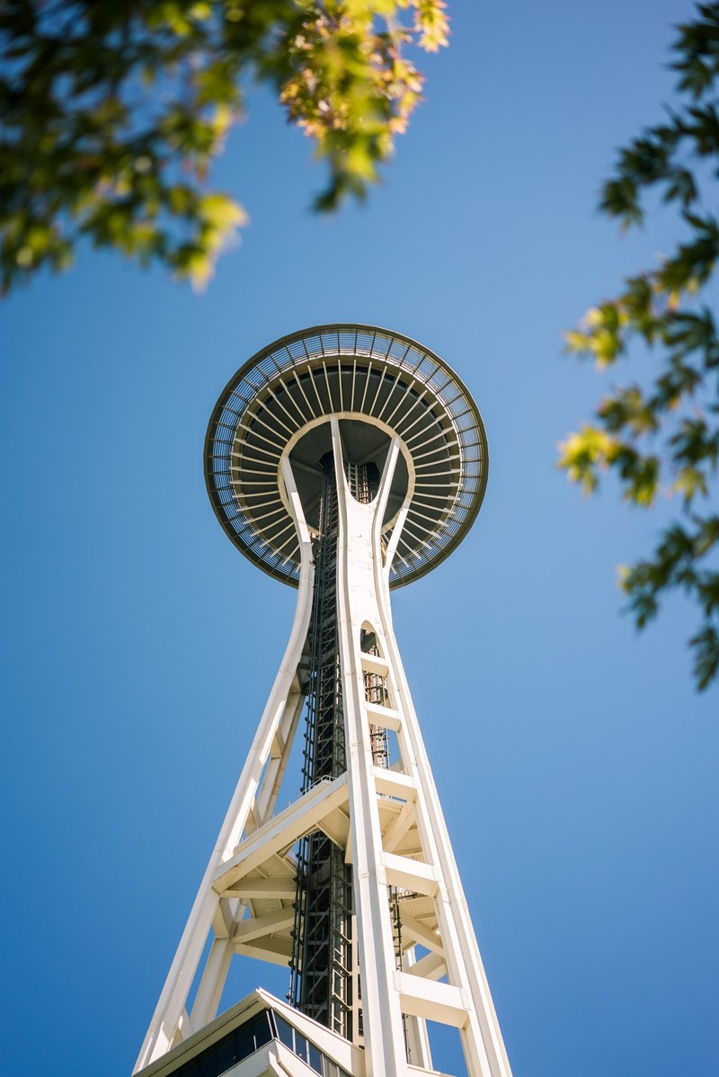 building looking up sky and seattle hd, 4k