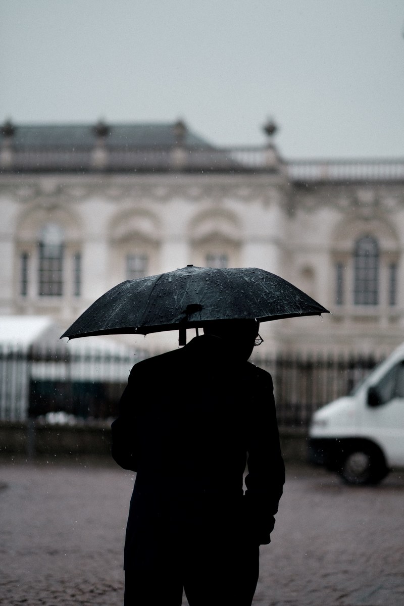 silhouette man umbrella and person hd, 4k