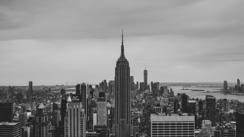 city, tower, bw, 4k