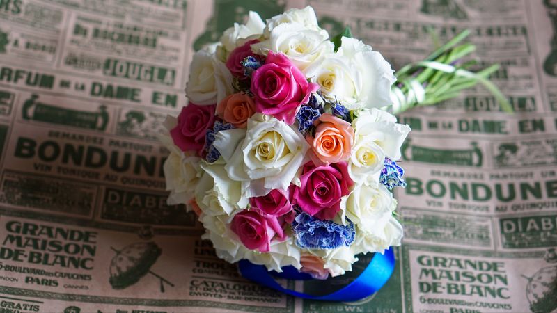 bouquet, roses, composition, decoration, 4k