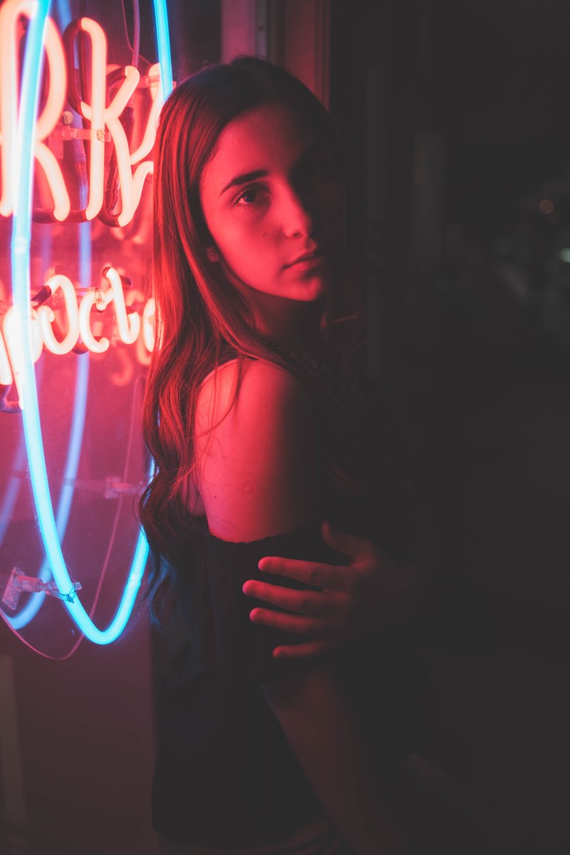 neon light portrait woman and female hd, 4k