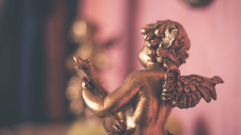 angel, gold, wings, figurine, 4k