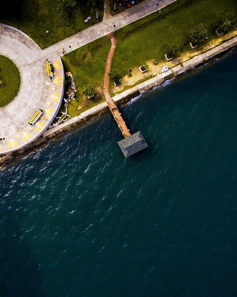 aerial view jetty pier and sea hd, 4k