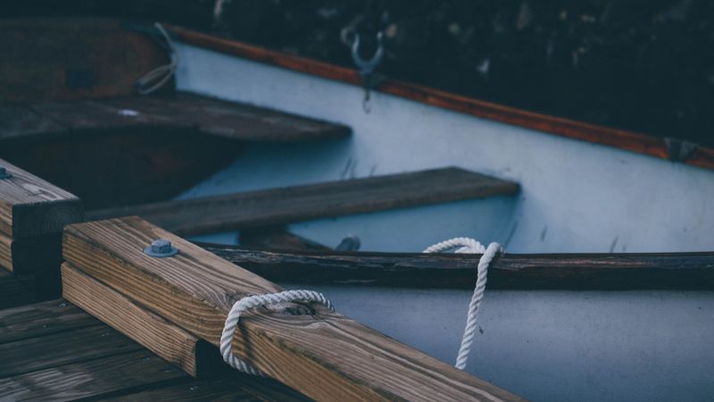 boat, wooden, rope, 4k