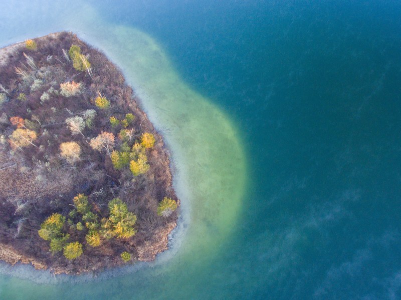 drone view aerial view island and water 4k