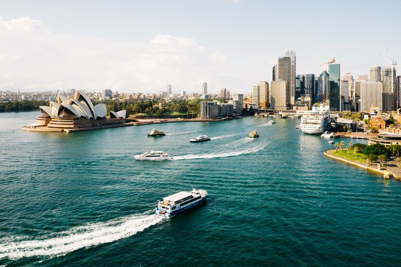sea harbour bridge and sydney 4k