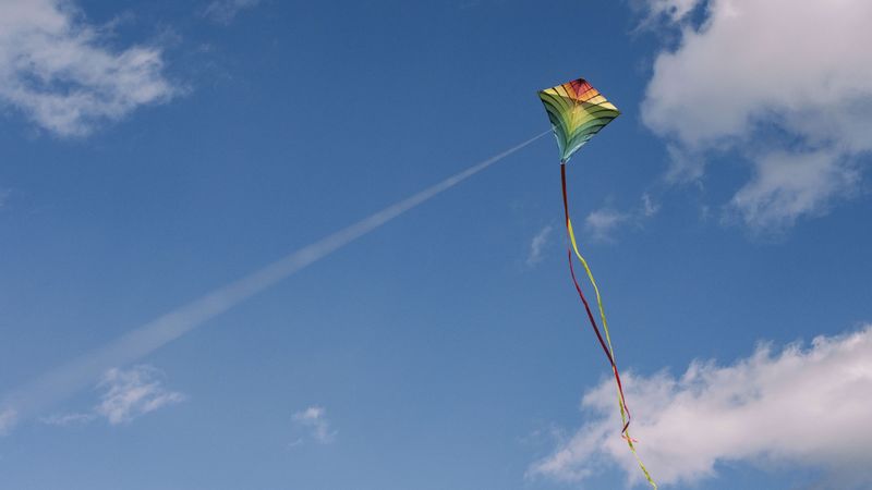 kite, sky, clouds, 4k