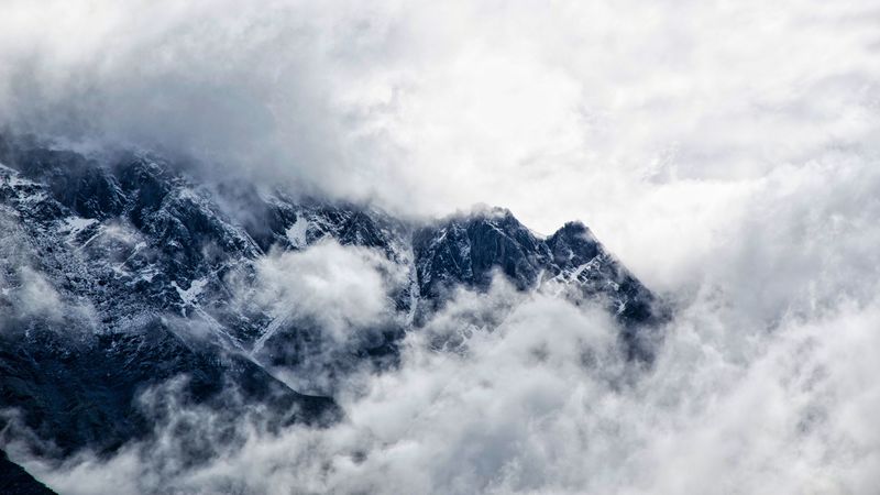 mountains, clouds, fog, 4k