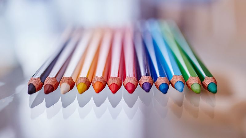 colored pencils, sharpened, colorful, 4k