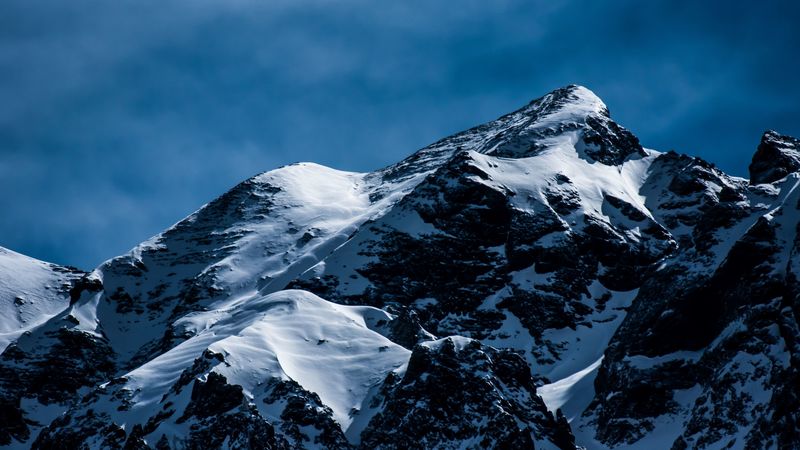 mountains, snow, peaks, 4k
