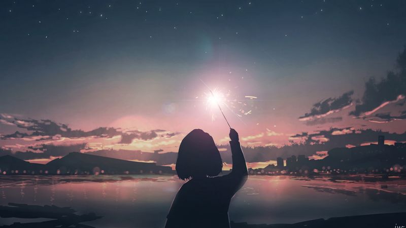 girl, glow, magic, 4k