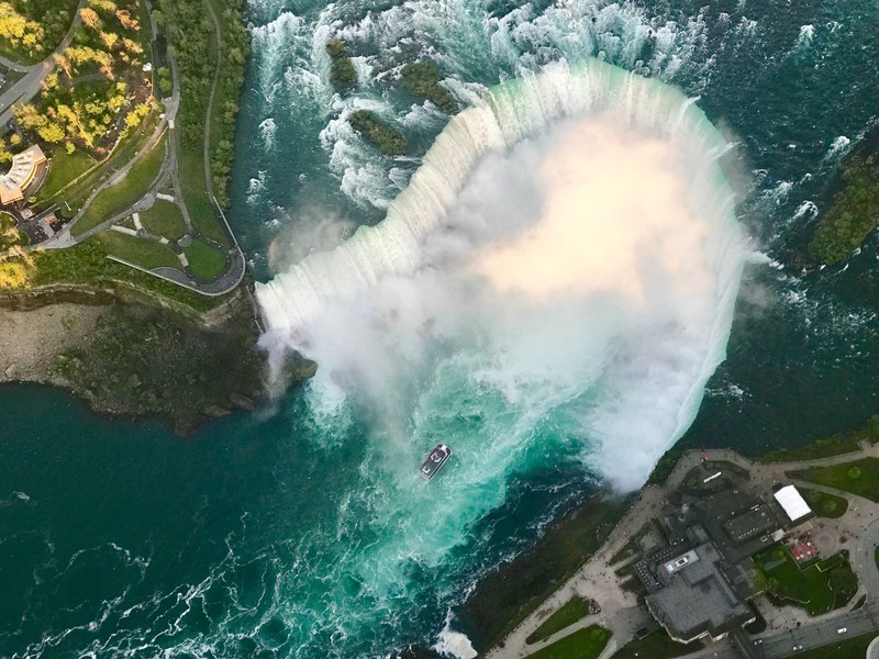 drone view aerial view waterfall and niagara falls 4k