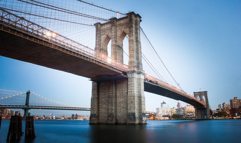 the brooklyn bridge with the brooklyn skyline in the distance in new york city, brooklyn bound 4k