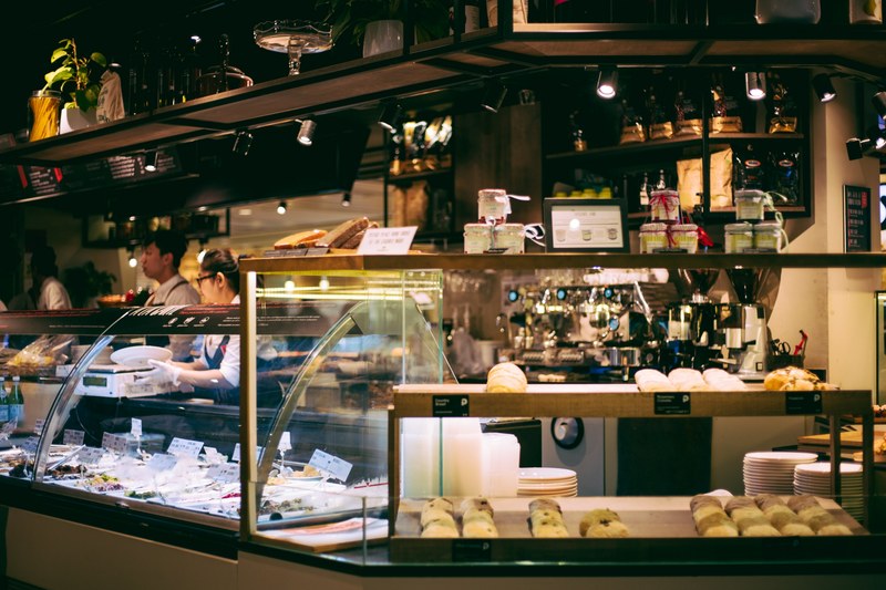 coffee service counter and italian food 4k