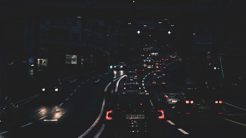 night city, city lights, cars, traffic, street, 4k