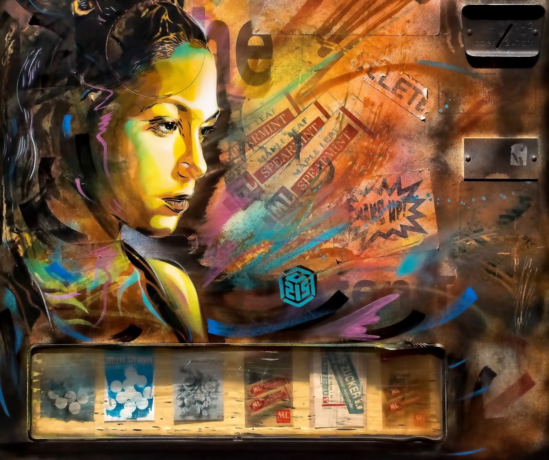 colorful detailed urban street art of womans face over mailbox in zrich, colorful mail box 4k
