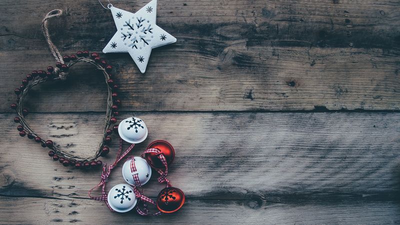 christmas, sphere, heart, ornament, star, 4k