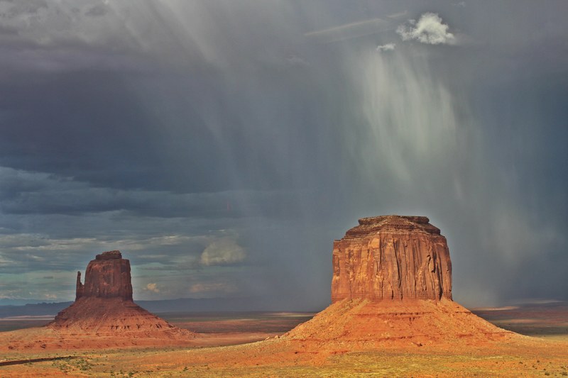 monument valley during thunderstorm 4k