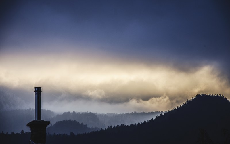 cloud chimney landscape and mountain 4k