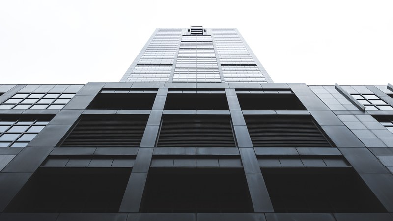 the black facade of a skyscraper in melbourne, black melbourne skyscraper 4k
