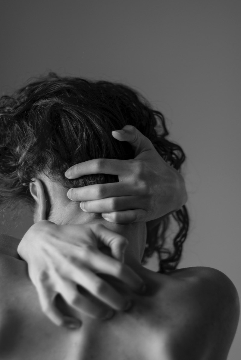 scary self harm grabbing and back of head hd, 4k