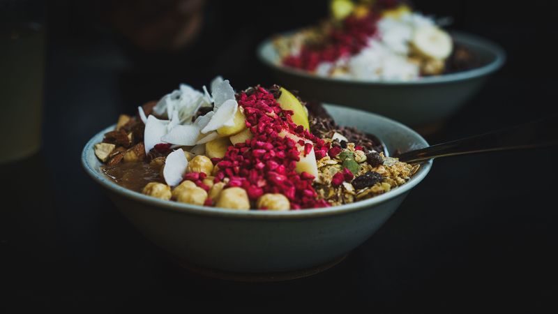 salad, nuts, berries, 4k