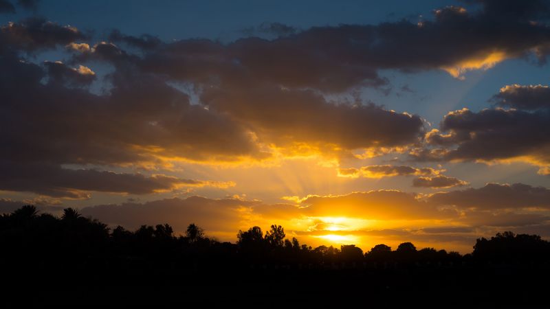 sunset, clouds, sky, 4k