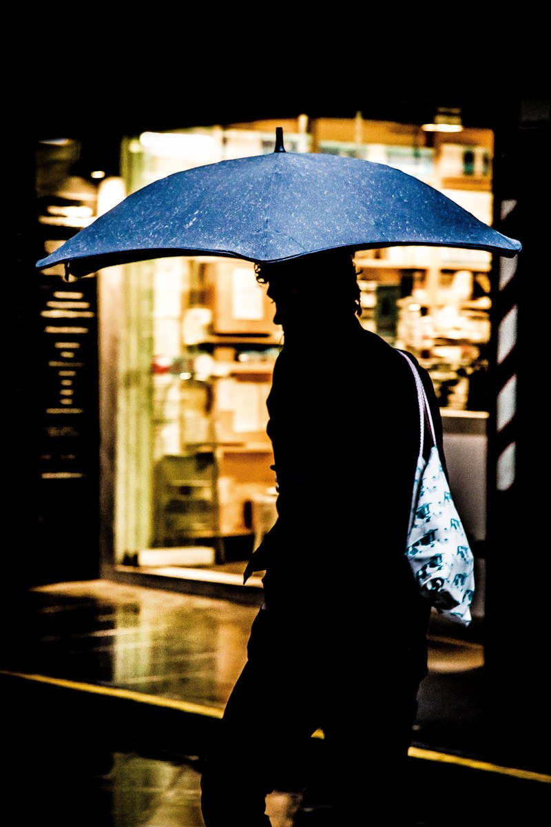 silhouette umbrella night and urban hd, 4k