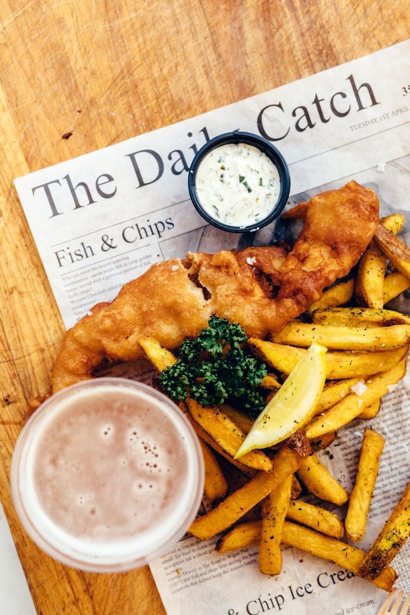food fish chips and newspaper hd, 4k
