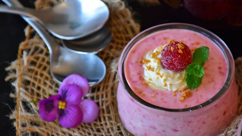 raspberry, dessert, cream, 4k