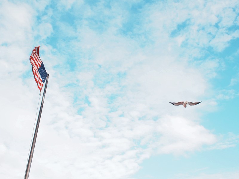 flagpole sky us flag and usa flag 4k