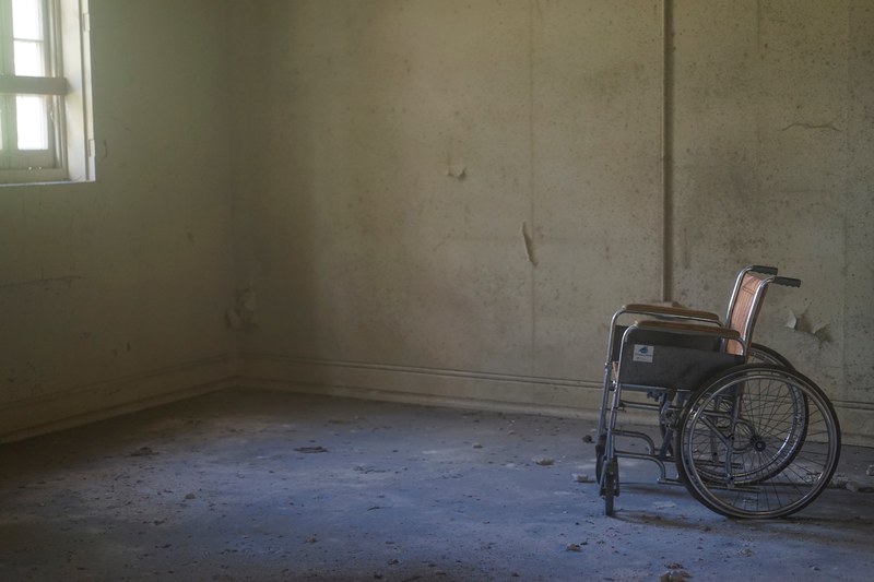 abandoned asylum wheelchair 4k