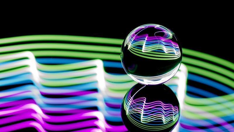 ball, glow, reflection, 4k