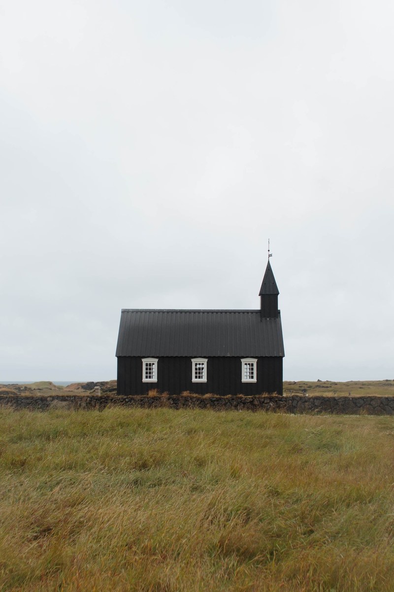 black church church grass and cloud hd, 4k