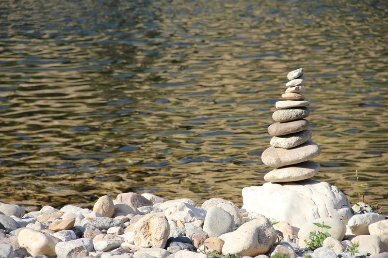 stone rock water and lake 4k