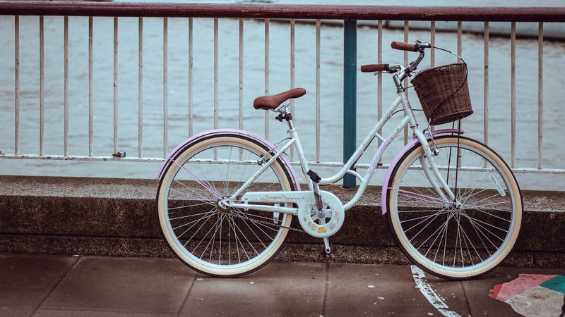 bike, bridge, basket, 4k