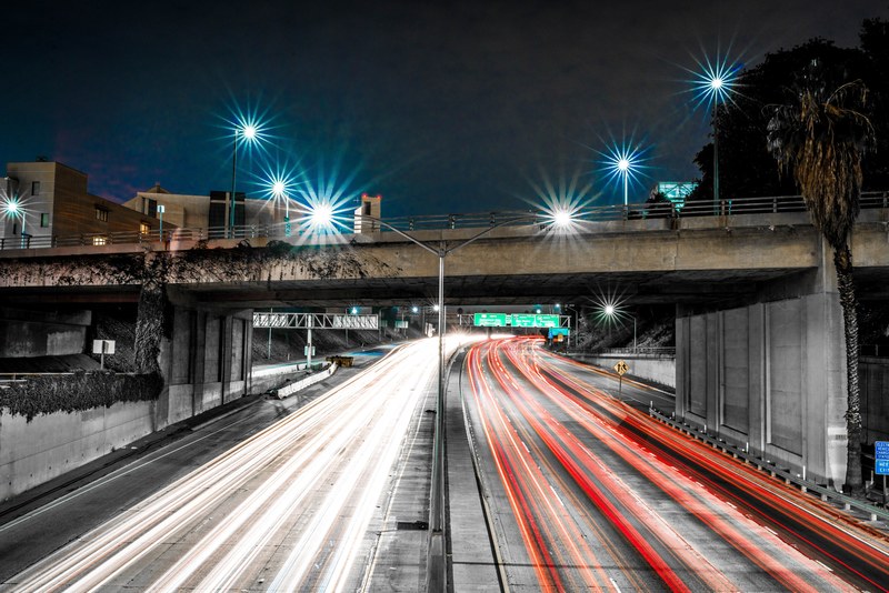 headlights and taillights make streaks down busy night highways, t r a i l s 4k