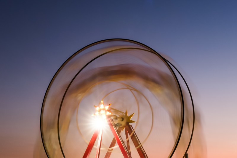 a ferris wheel in greeces third largest city patras, wheel ride in patras 4k