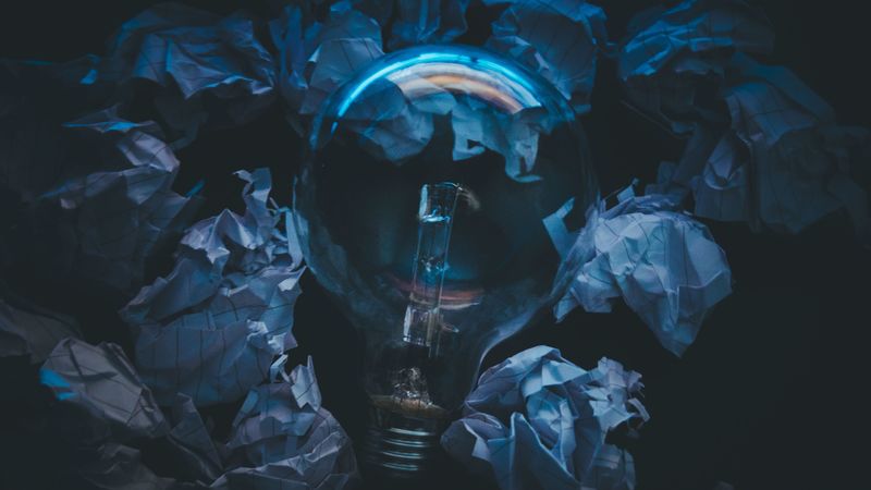 lamp, glass, paper, 4k