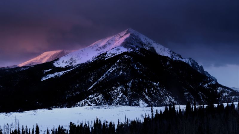 mountains, night, snow, vertex, 4k