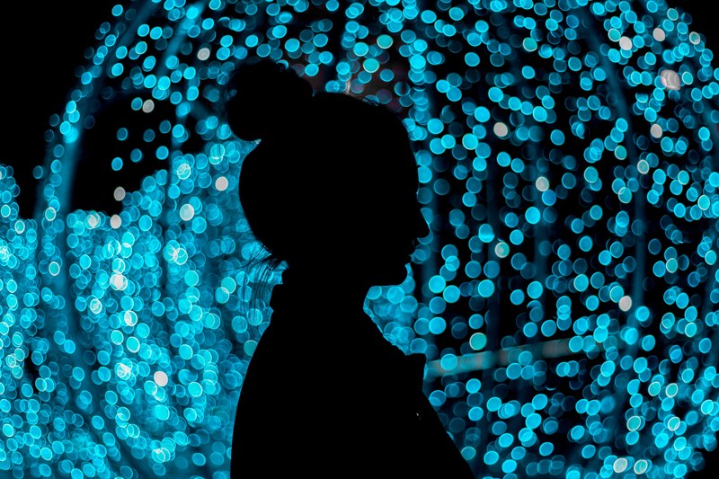 lights blue bokeh and dots 4k