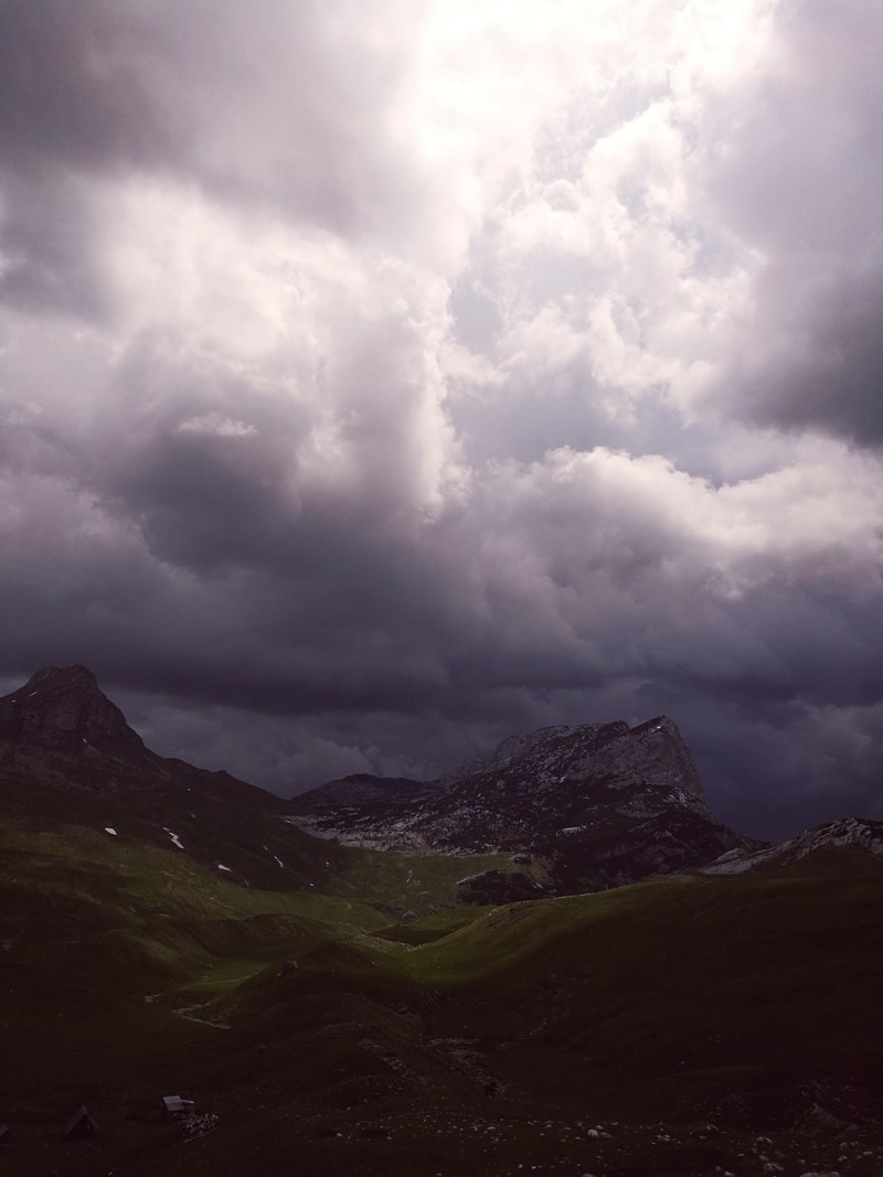 an undulating mountain valley under an overcast sky in montenegro, trip 4k