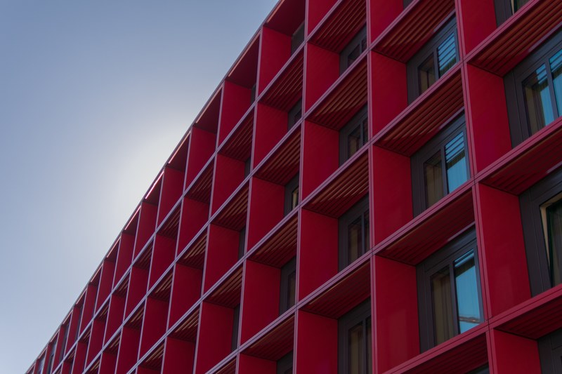 architecture window modern architecture and red 4k