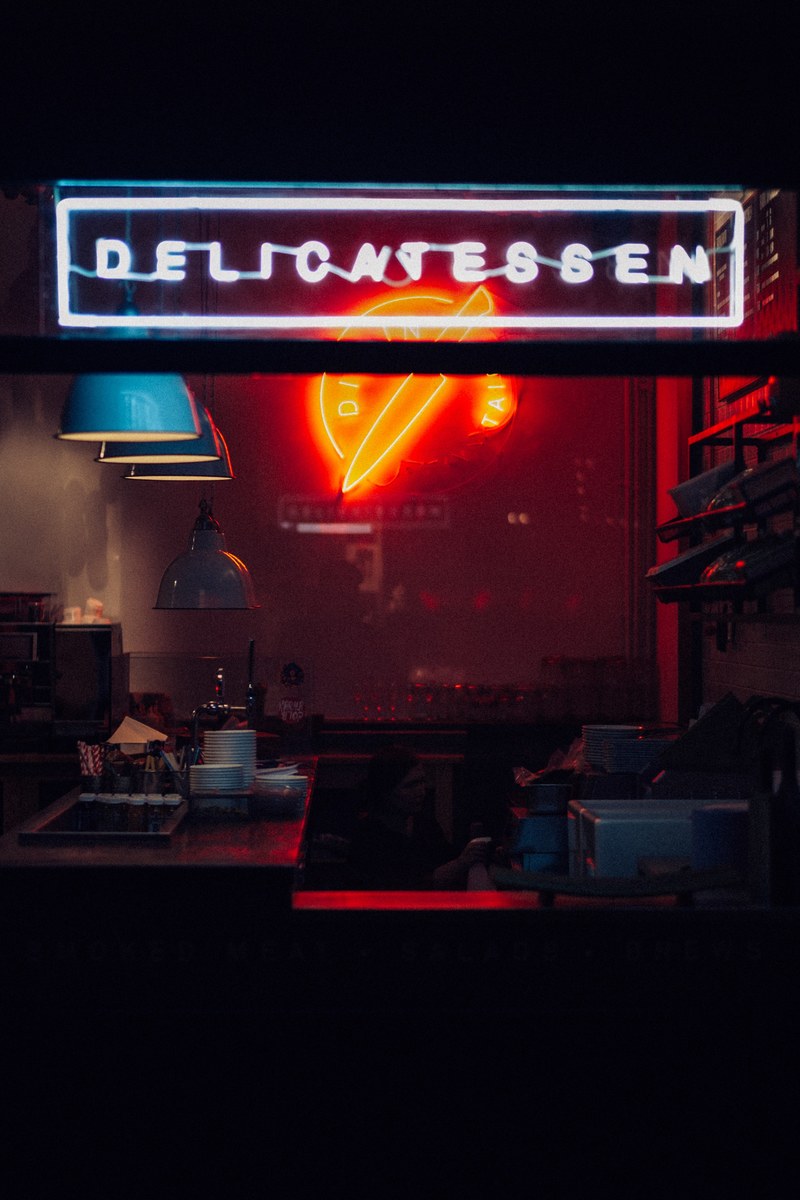 deli shop cafe and neon hd, 4k