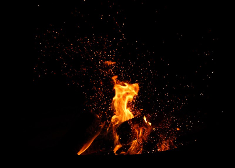 camping fireplace fire pit and fire 4k