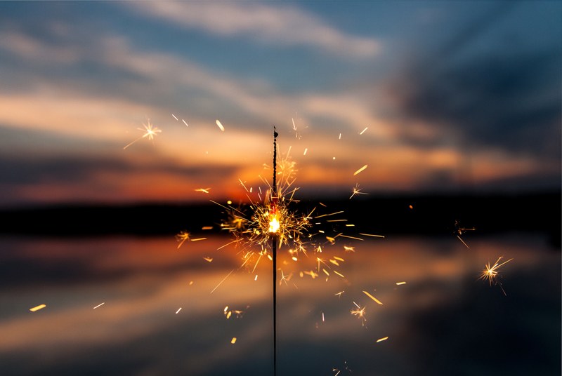 sparkler sparkle sunset and lake 4k